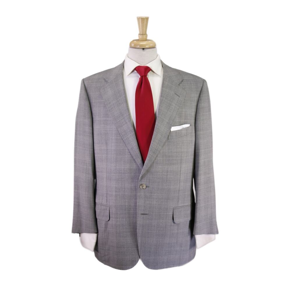 Ermenegildo Zegna Light Gray Plaid 2-Btn Wool Suit 44S